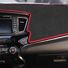 CARTEM Origin Chamude防滑儀表板避光墊 深灰色 + 紅色滾邊, 現代, Ioniq(有中央喇叭, 無充電指示LED)