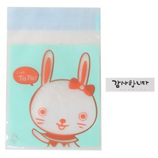 황씨네도시락 접착 야미봉투 토끼 50p + 캘리 감사합니다 스티커 화이트 50p, 1세트