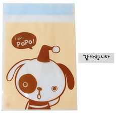 황씨네도시락 접착 야미봉투 강아지 50p + 캘리 감사합니다 스티커 화이트 50p, 1세트