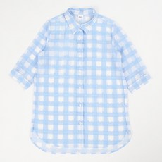 애플핑크 여아용 체크프린트쉬폰롱셔츠