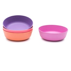 竹製兒童寬式餐碗 4入, 混色, 1組