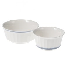 韓式餐具組合, 白色 藍色, 飯碗+大碗