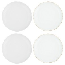 華伊 山茶花盤子 4入組, 1套, 盤子 白色 2入 + 白金邊 2入