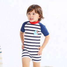 허그미 남아용 요트줄모늬 올인원 수영복