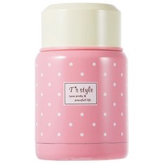 點點圖案保溫瓶, 粉色的, 一體式