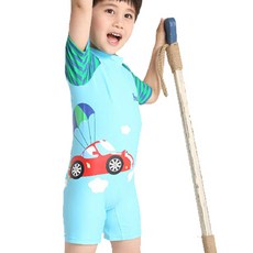 허그미 남아용 자동차 올인원 수영복