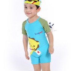 허그미 남아용 사자 올인원 수영복