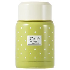 點點圖案保溫瓶, 綠色, 350毫升