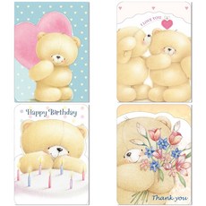 홀마크 곰돌이 생일축하 감사 카드 4종 세트, 4