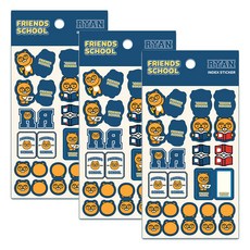 아이콘스 카카오프렌즈 프렌즈스쿨 인덱스 스티커 라이언, 3개입