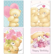 Hallmark 小熊生日快樂感謝卡4件組 3, 混色, 1套