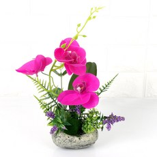 JOART 擬真蝴蝶蘭人造花 石盆 中型花盆, 混合顏色, 1個