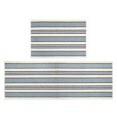 JARI deco 簡約條紋地墊 2件組, 藍色