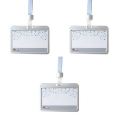 VICDREAM 6041 金屬ID 員工證 卡套 名牌 + 掛繩組 橫式, 金屬銀(卡套), 銀色(掛繩), 3套