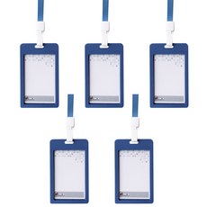 VICDREAM 6624 Smoky ID 員工證卡套名牌 + 掛繩套組 直式, 藍色, 5套