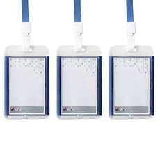 VICDREAM 6028 壓克力ID 員工證 卡套 名牌 + 掛繩組 直式, 藍色, 3套