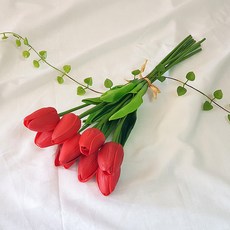 JOART 香氛鬱金香 9朵人造花花束, 紅色