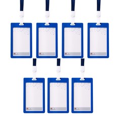 VICDREAM 6612 Rainbow ID 員工證卡套名牌 + 掛繩組 直式, 藍色(卡套), 鈷藍色(掛繩), 7套