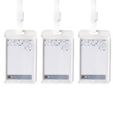 VICDREAM 6028 壓克力ID 員工證 卡套 名牌 + 掛繩組 直式, 白色, 3套