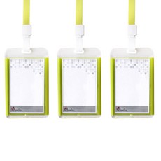 VICDREAM 6028 壓克力ID 員工證 卡套 名牌 + 掛繩組 直式, 黃色, 3套