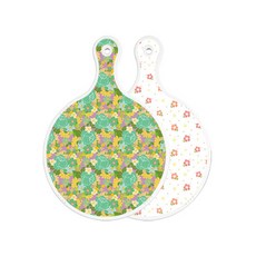 Roem Design 雙面圓形上菜砧板 藍綠玫瑰藤蔓, 煙燻牽牛花白, 1個