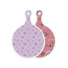 Roem Design 雙面圓形上菜砧板 紫色花朵格紋, 紫色藝術夾, 1個