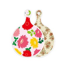 Roem Design 雙面圓形上菜砧板 菊花粉紅色, 杜莫色花朵, 1個