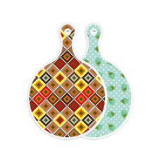 로엠디자인 양면 원형도마 체크라인다이아, 옥색딸기, 1개