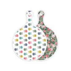 Roem Design 雙面圓形上菜砧板 兔子, 黑綠色花園, 1個