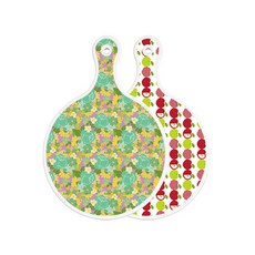 Roem Design 雙面圓形上菜砧板 藍綠玫瑰藤, 蘋果白, 1個