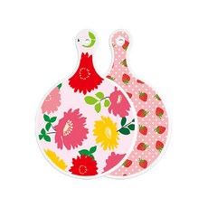 Roem Design 雙面圓形上菜砧板 菊花粉紅色, 粉紅草莓, 1個