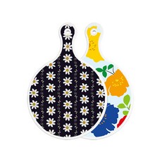 Loem Design 經典花卉 雙面圓形上菜砧板, 菊花藍玉色, 1個