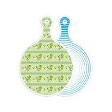 Roem Design 雙面圓形上菜砧板 綠玫瑰, 魚線藍, 1個