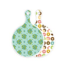 Roem Design 雙面設計圓形上菜砧板 玉色藤蔓玫瑰, 甜甜圈, 1個