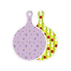Roem Design 雙面圓形上菜砧板 紫色花朵格紋, 蘋果綠, 1個