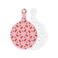 Roem Design 雙面圓形上菜砧板 粉紅櫻桃, 藍星, 1個