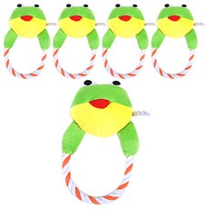 Bycell寵物圓形繩子嗶嗶玩具 10*20cm, 青蛙, 5件