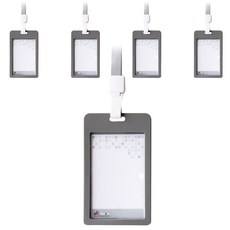 VICDREAM 6624 煙燻風ID員工證件套名牌 + 掛繩組 直式, 灰色, 5套