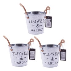 abm 復古鐵製花盆, 白色, 3個