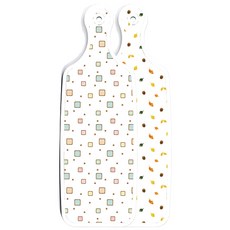 Roem Design 雙面設計上菜砧板 橡果白板, Happy方形圖案, 1個