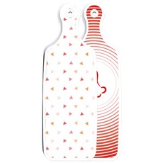 Roem Design 雙面設計上菜砧板 肉類線條紅, 杏黃色三角圖案, 1個