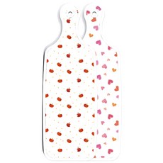 Roem Design 雙面設計上菜砧板 淺粉紅愛心, 緋紅蘋果圖案, 1個