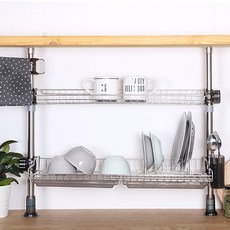 LIVING HAPPY 水槽架 2 層 006 + 水槽 12 卷架, 水槽擱板（混色），水槽卷擱板（灰色）