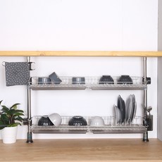 LIVING HAPPY 雙層餐具瀝水架+水槽瀝水捲架 10條, 水槽擱板（混色），水槽卷擱板（灰色）