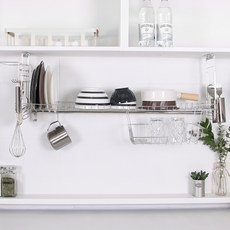 LIVING HAPPY 韓國製 全套水槽架 800 + 水槽14捲簾式瀝水架, 水槽架(銀色), 水槽捲簾式瀝水架(灰色), 1個, 2層