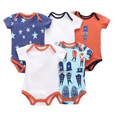 Mom's care 新生兒簡約印花包屁衣5件組