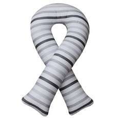 BED&DECO 棉質條紋U型靠枕 含枕芯, 線條木炭色