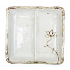 예인도예 연꽃 정사각 2절 나눔 접시 대 14.5 x 3 cm, 혼합 색상, 1개