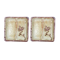 Yeoindoyeoy蓮花正方形2格分裝盤 小, 混色, 2件