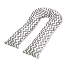 印花U型身體枕套, 灰色的